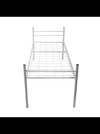 Кровать металлическая одноярусная "Бюджет"КМ-1-1 (700х1900, сетка 100х100), цвет серый