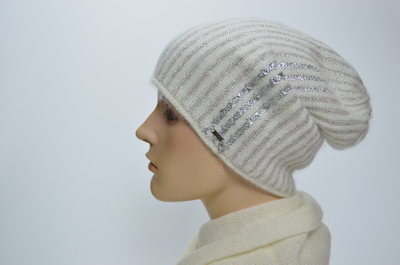 Белый шарф и шапка Италия из мохера и альпака Вицио 1300