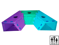 Мягкий модульный Туннель-трансформер (3 секции) сиреневый/зеленый/голубой