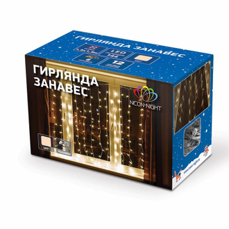 Гирлянда светодиодная Дождь 144LED 1,5x1,5м, МЕРЦАНИЕ, ТЕПЛЫЙ БЕЛЫЙ 235-036