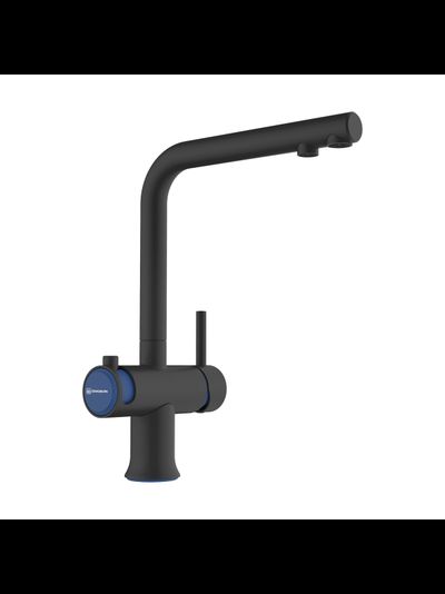 Смеситель OMOIKIRI HOTARU-B (4994029), вороненая сталь/голубые вставки на ручках