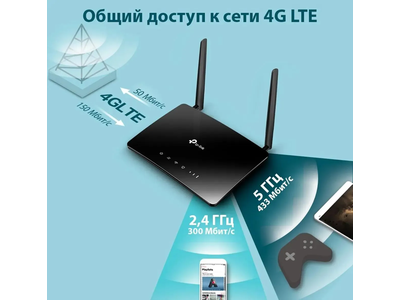 Wi-Fi роутер TP-Link Archer MR400, AC1200 Черный