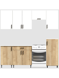 Кухня Эконом 1,8 метра с полуколонкой (1300х500) Цвет: Белый/Дуб Вотан