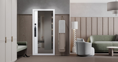 Стальная дверь   Plata с зеркалом (биометрический замок Smart lock DZ 888)