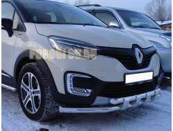 Защита переднего бампера с декором d60/60 для Renault Kaptur (2017-...)
