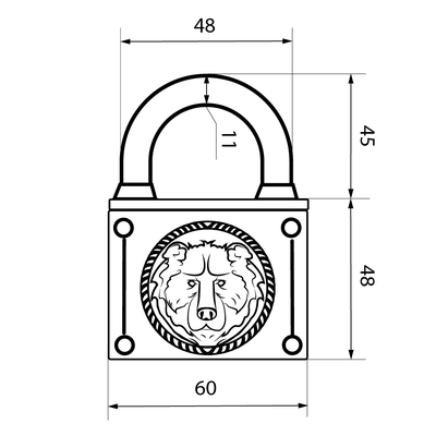 Замок навесной Медведь ВС2М-60 бронза [4153]