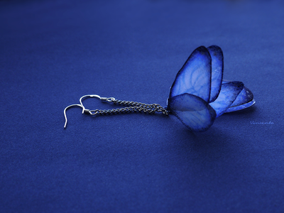 Летние серьги из шёлка "Крылышки Небесной Феи"