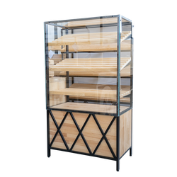 Витрина для пекарни с каркасом из дерева и металла