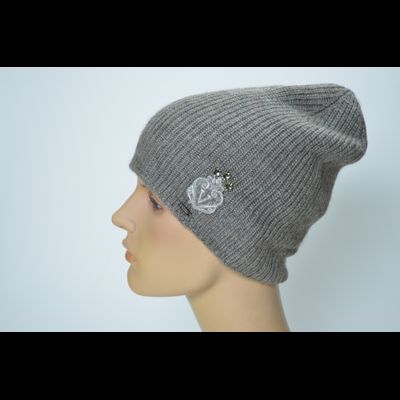 Шапка из альпака и шелка Vizio Италия 9015 CL бежевая с украшением