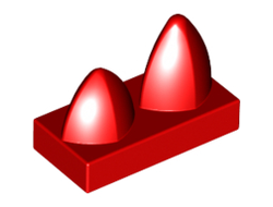 Tile, Modified 1 x 2 with 2 Teeth Vertical, Red (15209 / 6248950)