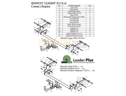 Фаркоп Лидер-Плюс для Renault Logan/Sandero/Stepway 2004-2019