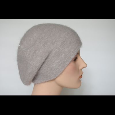 Мохеровый вязаный женский берет Vizio Италия 6945 B бежевый