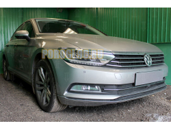 Защита радиатора Volkswagen Passat B8 1.4 TSI 2014- (3 части) с фронтальной камерой black