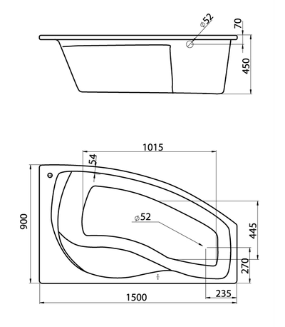 Акриловая ванна SANTEK МАЙОРКА 150х90 правая с каркасом