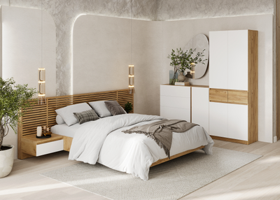 Бостон Лайт Шкаф ШК-002 (2-ств.) Дуб Крафт золотой / Белый (Гладкий)