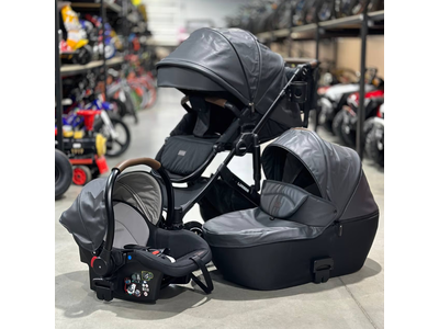 Детская коляска 3 в 1 Luxmom 808 Темно-серый Экокожа