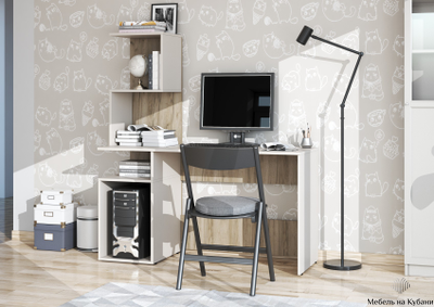 Бохо СП-001 стол письменный Дуб Крафт Серый/Кашемир