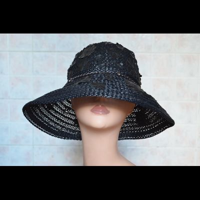 Шляпа с цветками черная Vizio Италия 5741 FF 2