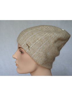 Вязаная шапка с украшениями Vizio Италия 6950 CY бежевая фото