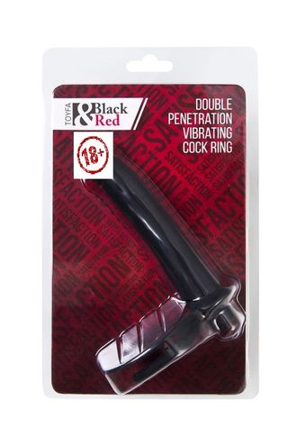 901412-5 Насадка на пенис для двойного проникновения Black&Red by TOYFA, силикон, чёрная, 19 см