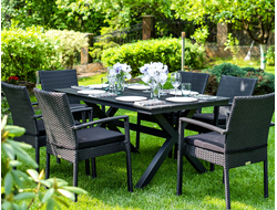 Столовая группа из искусственного  ротанга MILANO черного цвета