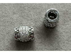 Бусина родий цирконы 11х9мм