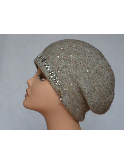 Женский берет с люрексом пайетками и камнями Италия Vizio 5819