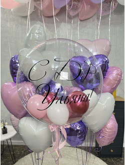 Шар с шариками, 20 сердечек и 20 шаров в потолок