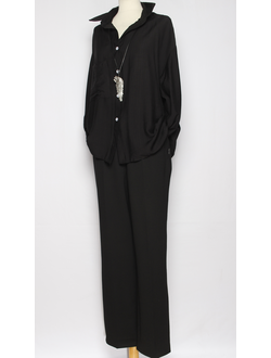 РУБАШКА ВИСКОЗА "ОДИН КАРМАН" чёрная р.50-60