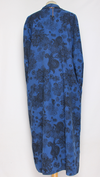 Платье Бохо вельветовое "СТОЙКА ЗАЩИП ЦВЕТЫ" синее до р.52