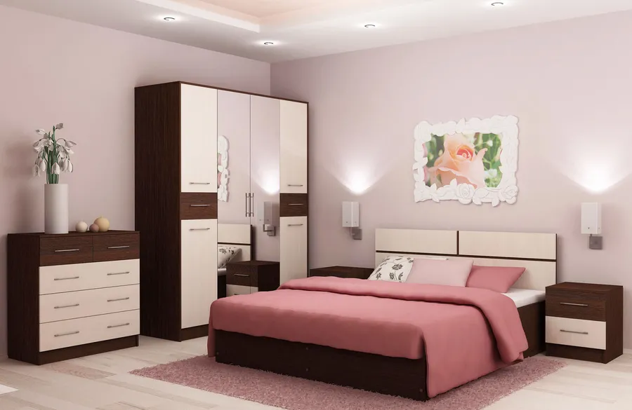 Спальня. Материал фасадов ЛДСП. Срок изготовления от 15 рабочих дней. Цена на момент заказа 54000 руб.