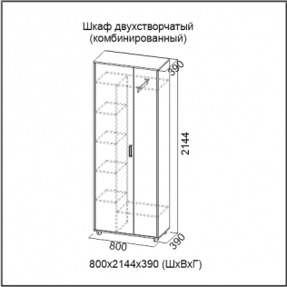 Шкаф двухстворчатый (комбинированный)