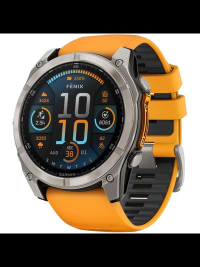 Часы Garmin Fenix 8 -51mm Sapphire Titan Spark Orange / Graphite