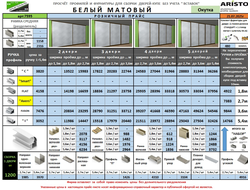 Прайс  на  систему  СТАНДАРТ  в цвете Белый Матовый  ARISTO