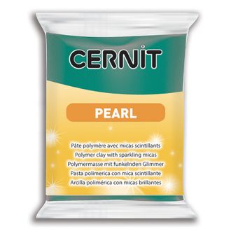 полимерная глина Cernit Pearl, цвет-green 600 (зеленый перламутр), вес-56 грамм