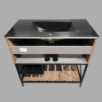 Тумба-умывальник "Бредфорд-90" дуб темный, с раковиной COMFORTY 90E белая