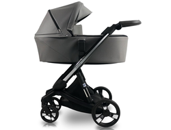 Коляска 3в1 ibebe i-stop Экокожа Grey, Black рама