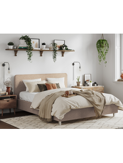 Кровать односпальная, двуспальная, MyCloud Мелисса с подъемным механизмом, бельевым ящиком, мягкое изголовье, ножки под робот пылесос