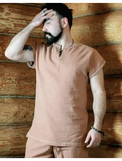 Туника для банщика из крапивы "Дар Мудрости" с вышивкой по краям