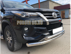 Защита переднего бампера двойная d76/60 для Toyota Fortuner (2018-...)