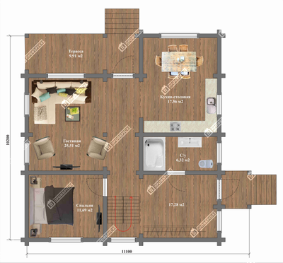 Дом из клееного бруса "Уфа", 210 м2