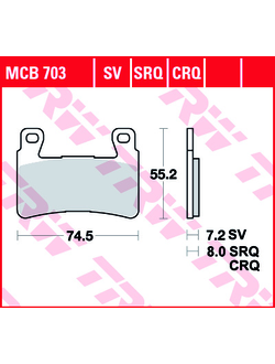 Тормозные колодки передние TRW MCB703 для Honda CB 1100/1130 // Hyosung GD 125/150, GT 250/300/650, GV 300/650, ST 700