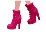 Розовые ботинки на высоком каблуке с сердечами. (1129)