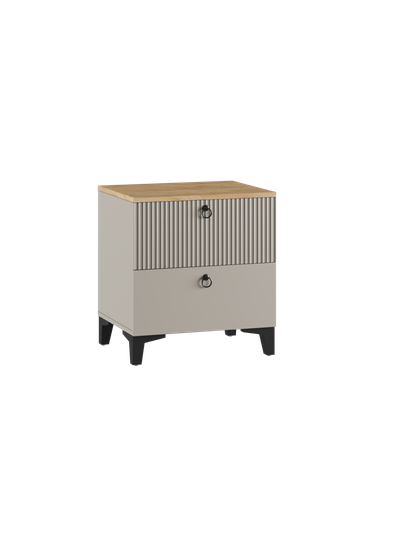 Ника Тумба прикроватная, ПВШ 400*516*410 (мдф бежевый мат-05 / лдсп кашемир + дуб делано)