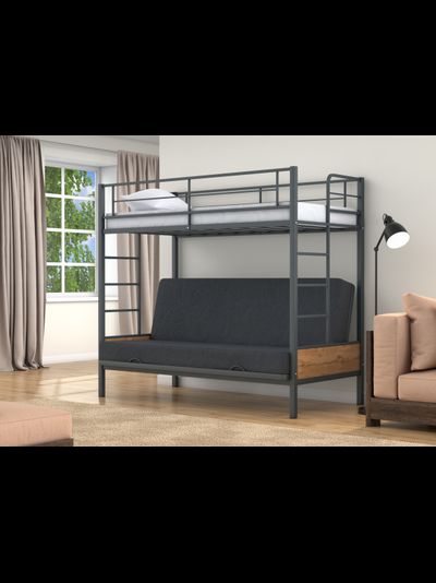 Двухъярусная кровать-диван Дакар 1 Серый (вставки дуб крафт табак) фото