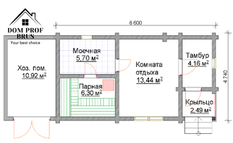 Баня из профилированного бруса 32м2 8,5х5