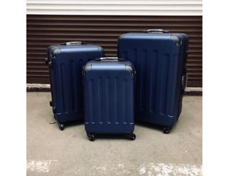 Комплект из 3х чемоданов ABS с накладками S,M,L темно-синий