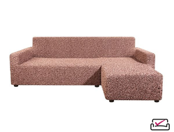 Чехол на угловой диван с правым выступом Виста Меандр Коричневый. ЗАЩИТА ДЛЯ МЯГКОЙ МЕБЕЛИ ОТ ЖИВОТНЫХ. ИТАЛИЯ Бренд Еврочехол