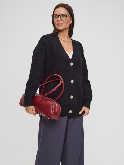 Вязаный удлиненный кардиган оверсайз на пуговицах