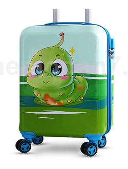 Детский чемодан Гусеница голубой